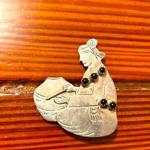 Hopi Sterling and onyx brooch